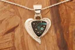 Calvin Begay Night Sky Sterling Silver Heart Pendant